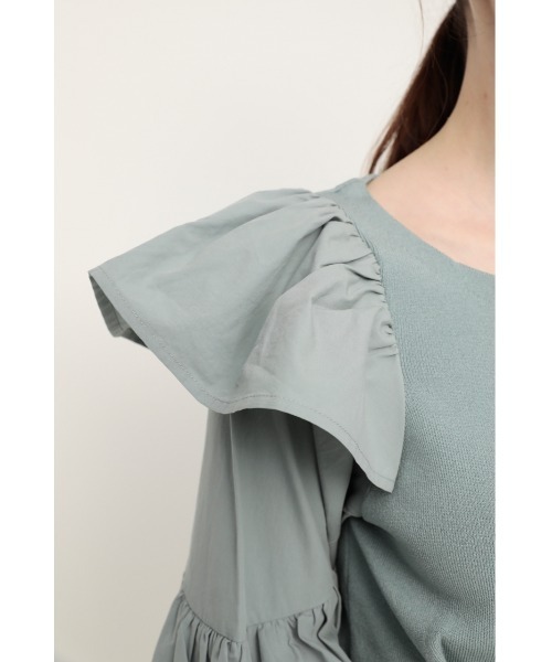 SLY（スライ）の「DOCKING FRILL TOPS ドッキング フリル トップス（シャツ/ブラウス・レディース・グリーン系その他/ブラック/ホワイト・FREE）」の19枚目の写真