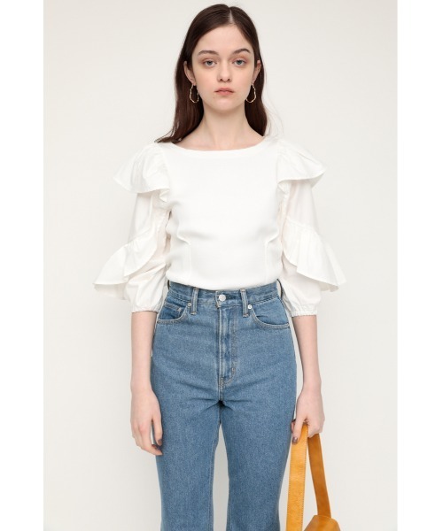 SLY（スライ）の「DOCKING FRILL TOPS ドッキング フリル トップス（シャツ/ブラウス・レディース・グリーン系その他/ブラック/ホワイト・FREE）」の22枚目の写真
