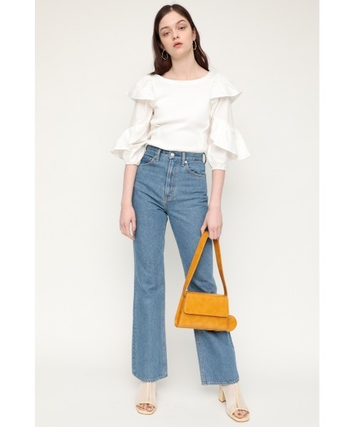 SLY（スライ）の「DOCKING FRILL TOPS ドッキング フリル トップス（シャツ/ブラウス・レディース・グリーン系その他/ブラック/ホワイト・FREE）」の4枚目の写真