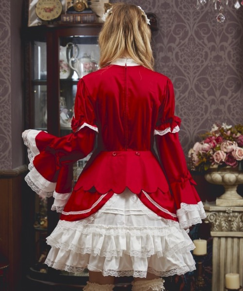 BODYLINE(ボディライン)の「ロリータコスチューム 姫袖とたっぷりフリルのバイカラーワンピースドレス(コスチューム/パーティーグッズ・レディース・ブラック/ブラウン/レッド・2L/4L/S/M/L)」の13枚目の写真