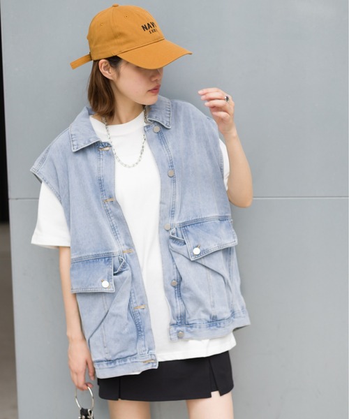 SpRay（スプレイ）の「ツイルポケ付ＢＩＧベスト（ベスト・レディース・ブラック/ブルー/グレー/ブラック×ブラック/ダークブラック・FREE）」の11枚目の写真