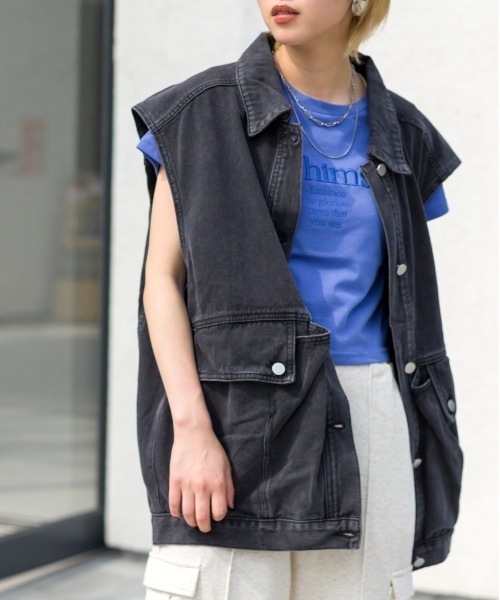 SpRay（スプレイ）の「ツイルポケ付ＢＩＧベスト（ベスト・レディース・ブラック/ブルー/グレー/ブラック×ブラック/ダークブラック・FREE）」の14枚目の写真