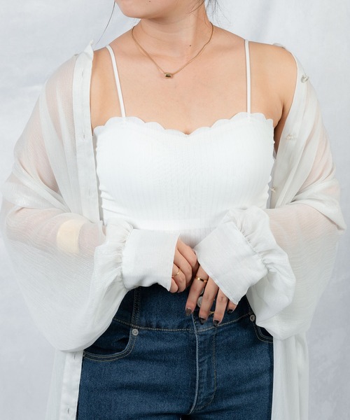 Loco Ocean(ロコオーシャン)の「カップ付きスカラップキャミソール(キャミソール・レディース・ホワイト/ブラック/ピンク・FREE)」の6枚目の写真