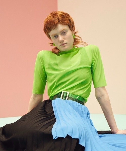 VACANCY(ヴァカンシー)の「ハーフスリーブシアーカラーインナー(Tシャツ/カットソー・レディース・ブラック/ライトグレー/ライトグリーン/ブルー/ライトブルー・FREE)」の14枚目の写真