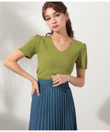 CHILLE | Vネックフリル袖デザイントップスカットソー(Tシャツ/カットソー)