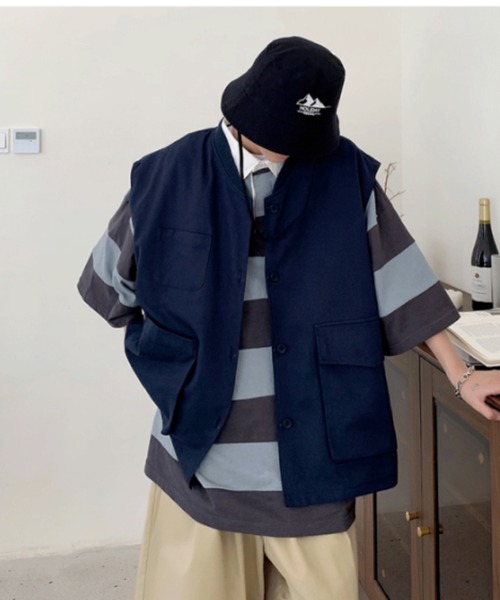 MGV(エムジーヴィー)の「'マルチポケットベスト(Tシャツ/カットソー・メンズ・ベージュ/ネイビー・MEDIUM/LARGE/X-LARGE)」の5枚目の写真