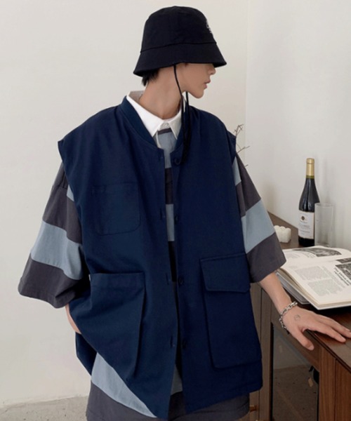 MGV(エムジーヴィー)の「'マルチポケットベスト(Tシャツ/カットソー・メンズ・ベージュ/ネイビー・MEDIUM/LARGE/X-LARGE)」の3枚目の写真