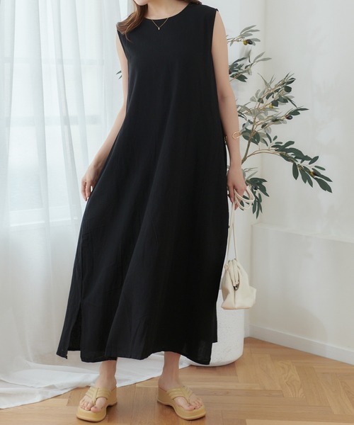 Lamoa(ラモア)の「Lamoa/ノースリーブ フレア ロングワンピース(ワンピース・レディース・アイボリー/ブラック/ブラウン・FREE)」の7枚目の写真