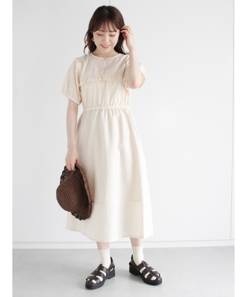 ehka sopo（エヘカソポ）の「チェック／無地アソートフリルワンピース（ワンピース・レディース・ベージュ/グリーン/キナリ・ﾌﾘ-）」の13枚目の写真