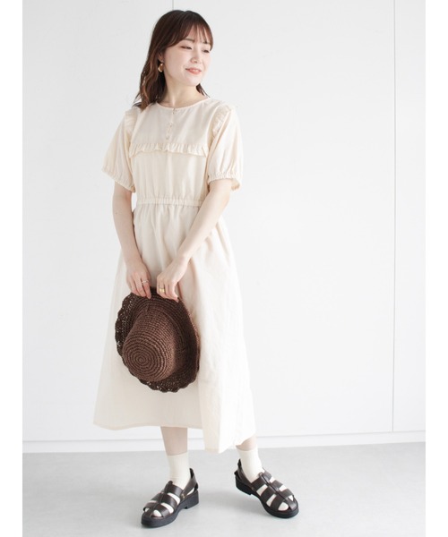 ehka sopo（エヘカソポ）の「チェック／無地アソートフリルワンピース（ワンピース・レディース・ベージュ/グリーン/キナリ・ﾌﾘ-）」の16枚目の写真