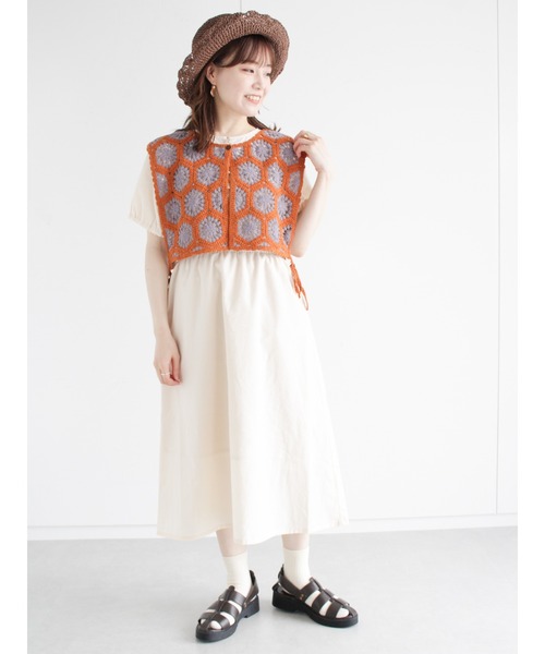 ehka sopo（エヘカソポ）の「チェック／無地アソートフリルワンピース（ワンピース・レディース・ベージュ/グリーン/キナリ・ﾌﾘ-）」の11枚目の写真