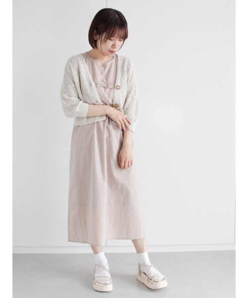 ehka sopo（エヘカソポ）の「チェック／無地アソートフリルワンピース（ワンピース・レディース・ベージュ/グリーン/キナリ・ﾌﾘ-）」の21枚目の写真