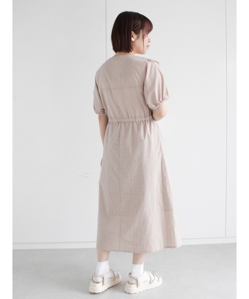 ehka sopo（エヘカソポ）の「チェック／無地アソートフリルワンピース（ワンピース・レディース・ベージュ/グリーン/キナリ・ﾌﾘ-）」の14枚目の写真