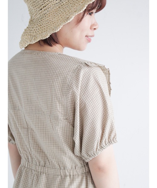 ehka sopo（エヘカソポ）の「チェック／無地アソートフリルワンピース（ワンピース・レディース・ベージュ/グリーン/キナリ・ﾌﾘ-）」の18枚目の写真