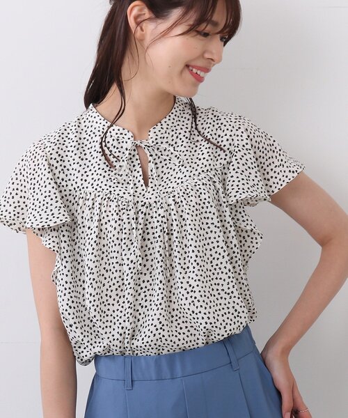 DRESKIP（ドレスキップ）の「◆リボンギャザーブラウス（シャツ/ブラウス・レディース・ダークブラウン/ライトベージュ/ホワイト系3/ネイビー系・02/03）」の22枚目の写真
