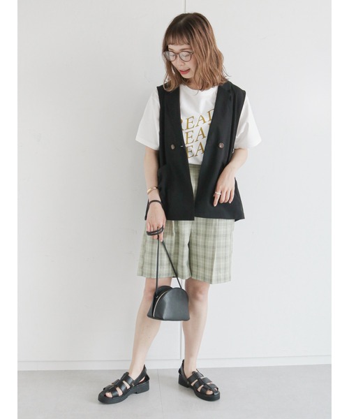 ehka sopo（エヘカソポ）の「ダブル釦テーラードジレ(セットアップ可)（ベスト・レディース・ブラック/ベージュ/グリーン・ﾌﾘ-）」の8枚目の写真