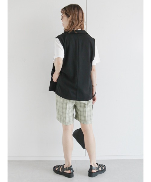 ehka sopo（エヘカソポ）の「ダブル釦テーラードジレ(セットアップ可)（ベスト・レディース・ブラック/ベージュ/グリーン・ﾌﾘ-）」の10枚目の写真