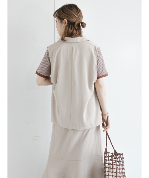 ehka sopo（エヘカソポ）の「ダブル釦テーラードジレ(セットアップ可)（ベスト・レディース・ブラック/ベージュ/グリーン・ﾌﾘ-）」の19枚目の写真