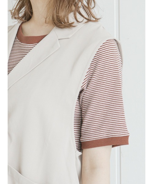 ehka sopo（エヘカソポ）の「ダブル釦テーラードジレ(セットアップ可)（ベスト・レディース・ブラック/ベージュ/グリーン・ﾌﾘ-）」の21枚目の写真