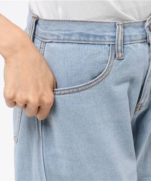 WEGO(ウィゴー)の「WEGO/デニムバギーパンツ(デニムパンツ・レディース・インディゴブルー/ライトインディゴブルー・MEDIUM/LARGE)」の8枚目の写真