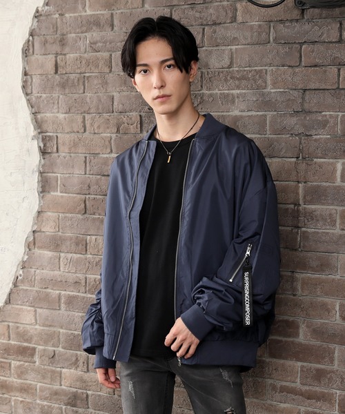 TopIsm（トップイズム）の「ドロップショルダー MA-1（MA-1・メンズ・ブラック/ネイビー/カーキ・M/L/XL）」の3枚目の写真