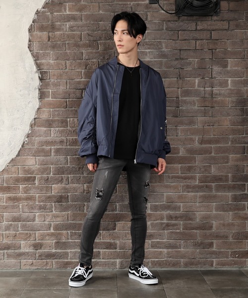 TopIsm（トップイズム）の「ドロップショルダー MA-1（MA-1・メンズ・ブラック/ネイビー/カーキ・M/L/XL）」の17枚目の写真