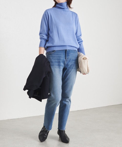 COLLAGE GALLARDAGALANTE（コラージュガリャルダガランテ）の「ハイゲージタートルニット/手洗い可（ニット/セーター・レディース・ホワイト/グレー/サックスブルー/ピンク・FREE）」の14枚目の写真