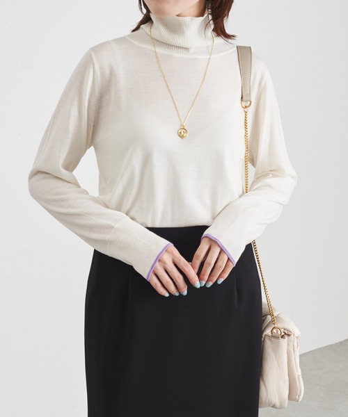 COLLAGE GALLARDAGALANTE（コラージュガリャルダガランテ）の「ハイゲージタートルニット/手洗い可（ニット/セーター・レディース・ホワイト/グレー/サックスブルー/ピンク・FREE）」の22枚目の写真