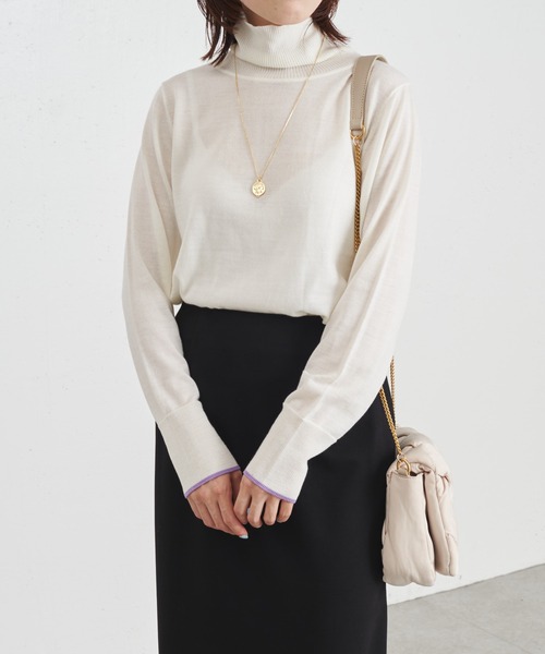 COLLAGE GALLARDAGALANTE（コラージュガリャルダガランテ）の「ハイゲージタートルニット/手洗い可（ニット/セーター・レディース・ホワイト/グレー/サックスブルー/ピンク・FREE）」の18枚目の写真