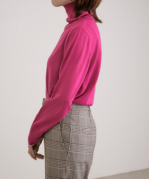 COLLAGE GALLARDAGALANTE（コラージュガリャルダガランテ）の「ハイゲージタートルニット/手洗い可（ニット/セーター・レディース・ホワイト/グレー/サックスブルー/ピンク・FREE）」の8枚目の写真