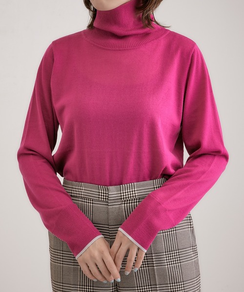 COLLAGE GALLARDAGALANTE（コラージュガリャルダガランテ）の「ハイゲージタートルニット/手洗い可（ニット/セーター・レディース・ホワイト/グレー/サックスブルー/ピンク・FREE）」の12枚目の写真