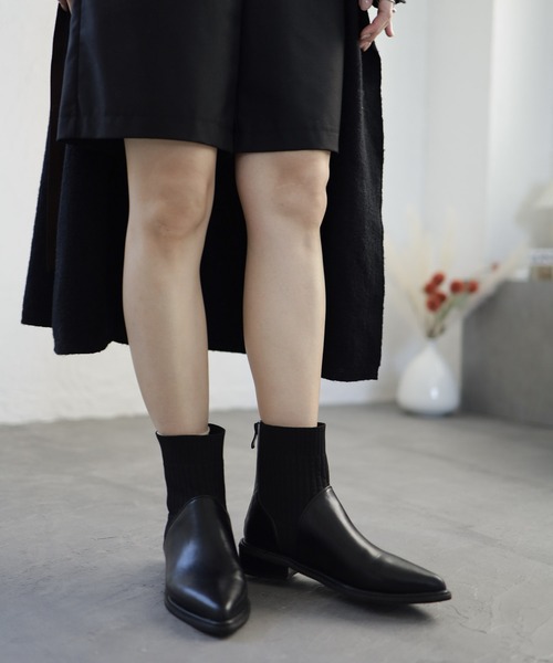 SESTO(セスト)の「ニットコンビローヒールショートブーツ(ブーツ・レディース・ブラック・LL/3L/S/M/L)」の22枚目の写真