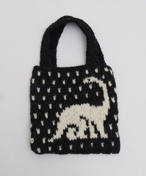 I am I in fact...（アイアムアイインファクト）の「DINOSAUR JQ WOOL BAG（ハンドバッグ・レディース・ブラック/ピンク/グリーン・FREE）」の2枚目の写真