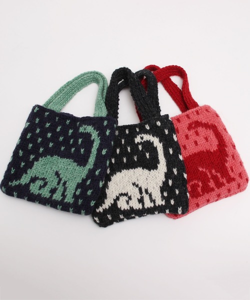 I am I in fact...（アイアムアイインファクト）の「DINOSAUR JQ WOOL BAG（ハンドバッグ・レディース・ブラック/ピンク/グリーン・FREE）」の4枚目の写真