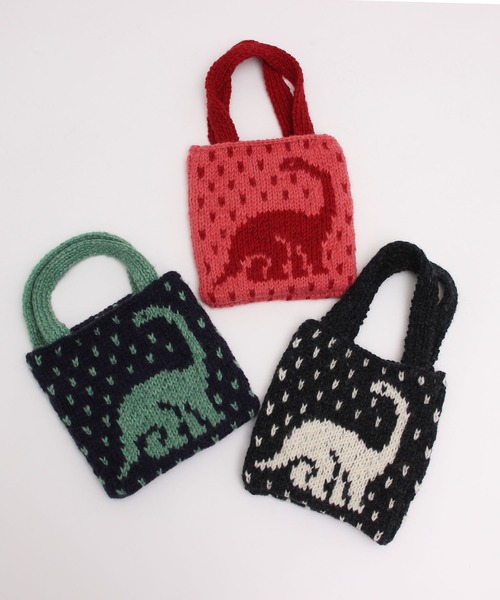 I am I in fact...（アイアムアイインファクト）の「DINOSAUR JQ WOOL BAG（ハンドバッグ・レディース・ブラック/ピンク/グリーン・FREE）」の5枚目の写真