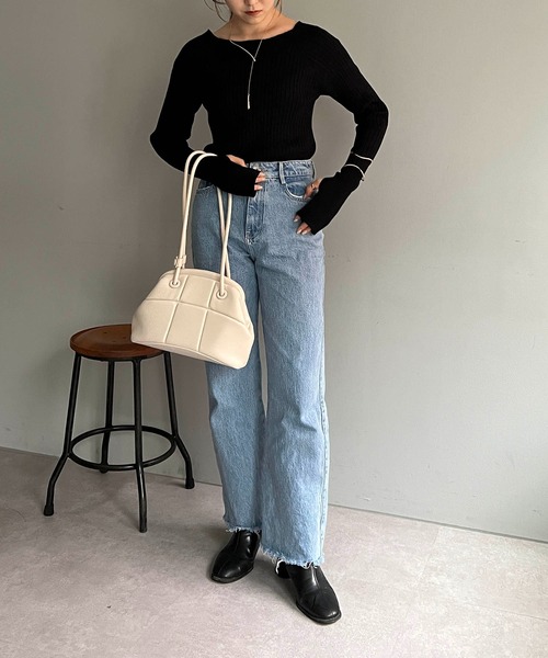 CAPRICIEUX LE'MAGE（カプリシューレマージュ）の「ボートネックリブプルオーバー（ニット/セーター・レディース・ブラック/ベージュ/アイボリー・FREE）」の17枚目の写真