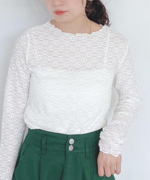 AS KNOW AS plus（アズノゥアズプラス）の「♪お花ぽこぽこレースプルオーバー（Tシャツ/カットソー・レディース・アイボリー/オフホワイト/ブラック/ブラック×ベージュ/ブルー系・FREE）」の15枚目の写真