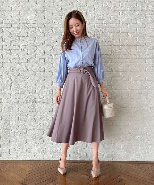 couture brooch（クチュールブローチ）の「◆【新色追加！クラシカルで上品なキレイ色スカート】ツイルベルテッドスカート（スカート・レディース・ブルー/ボルドー/ブラウン系その他/ネイビー/アイボリー/サックスブルー・40/38/42/34）」の10枚目の写真