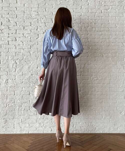 couture brooch（クチュールブローチ）の「◆【新色追加！クラシカルで上品なキレイ色スカート】ツイルベルテッドスカート（スカート・レディース・ブルー/ボルドー/ブラウン系その他/ネイビー/アイボリー/サックスブルー・40/38/42/34）」の11枚目の写真