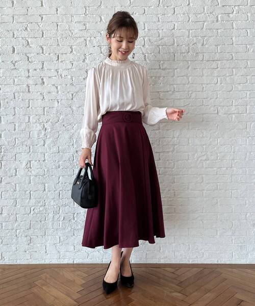 couture brooch（クチュールブローチ）の「◆【新色追加！クラシカルで上品なキレイ色スカート】ツイルベルテッドスカート（スカート・レディース・ブルー/ボルドー/ブラウン系その他/ネイビー/アイボリー/サックスブルー・40/38/42/34）」の15枚目の写真