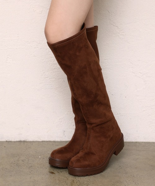 one after another NICE CLAUP(ワンアフターアナザーナイスクラップ)の「スウェードタンク底ニーハイブーツ(ブーツ・レディース・ブラック/ブラウン/アイボリー・SMALL/MEDIUM/LARGE)」の13枚目の写真