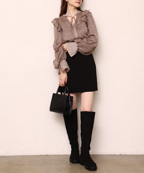 one after another NICE CLAUP(ワンアフターアナザーナイスクラップ)の「スウェードタンク底ニーハイブーツ(ブーツ・レディース・ブラック/ブラウン/アイボリー・SMALL/MEDIUM/LARGE)」の9枚目の写真