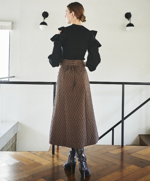 AND COUTURE(アンドクチュール)の「キルティングスカート(スカート・レディース・ブラック/ベージュ/ブラウン・SMALL/MEDIUM)」の12枚目の写真