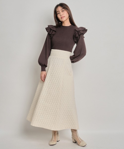 AND COUTURE(アンドクチュール)の「キルティングスカート(スカート・レディース・ブラック/ベージュ/ブラウン・SMALL/MEDIUM)」の16枚目の写真