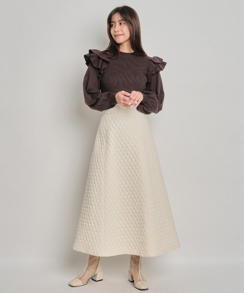 AND COUTURE(アンドクチュール)の「キルティングスカート(スカート・レディース・ブラック/ベージュ/ブラウン・SMALL/MEDIUM)」の19枚目の写真