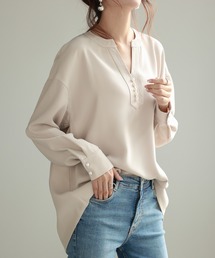 SAISON DE PAPILLON | パール付きキーネックブラウス(シャツ/ブラウス)