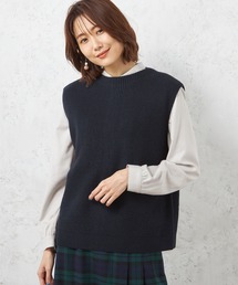【静電気防止加工】バックボタンニットベスト
