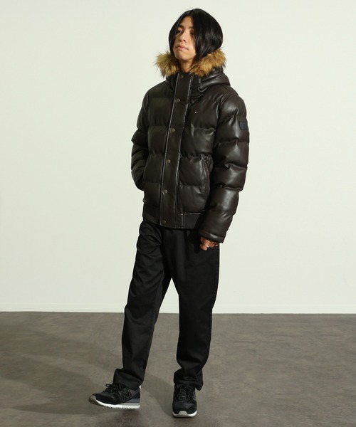 TOMMY HILFIGER(トミーヒルフィガー)の「【TOMMY HILFIGER/トミーヒルフィガー】FAUX LEATHER SNORKLE BOMBER JACKET/PUレザースノーケルボンバージャケット(ダウンジャケット/コート・メンズ・ライトグレー/ダークブラウン/ブラック/ブラック系その他・S/M/L/XL)」の8枚目の写真