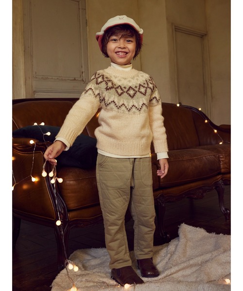 Samansa Mos2 Lagom(サマンサモスモスラーゴム)の「フリースキャップ(キャップ・キッズ・グリーン/キナリ・MEDIUM/LARGE)」の4枚目の写真