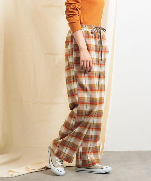 coen（コーエン）の「デイリーイージーセミワイド起毛チェックパンツ（その他パンツ・レディース・イエロー/オフホワイト/ネイビー・M/L/S）」の8枚目の写真
